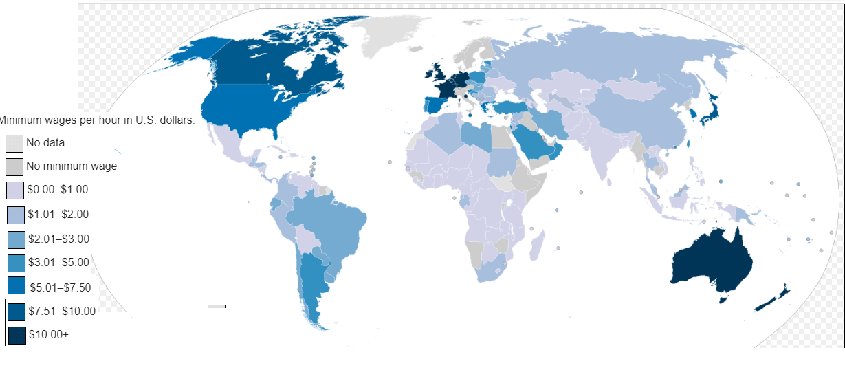 dünya asgari ücret haritası
